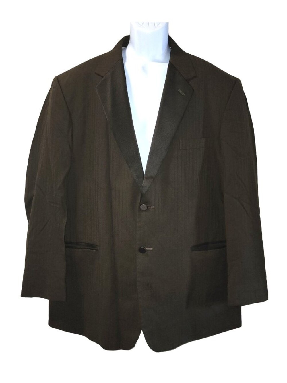 Men's Stephen Geoffrey 100 Super Fine Wool Brown Striped Blazer Tux Jacket 48R